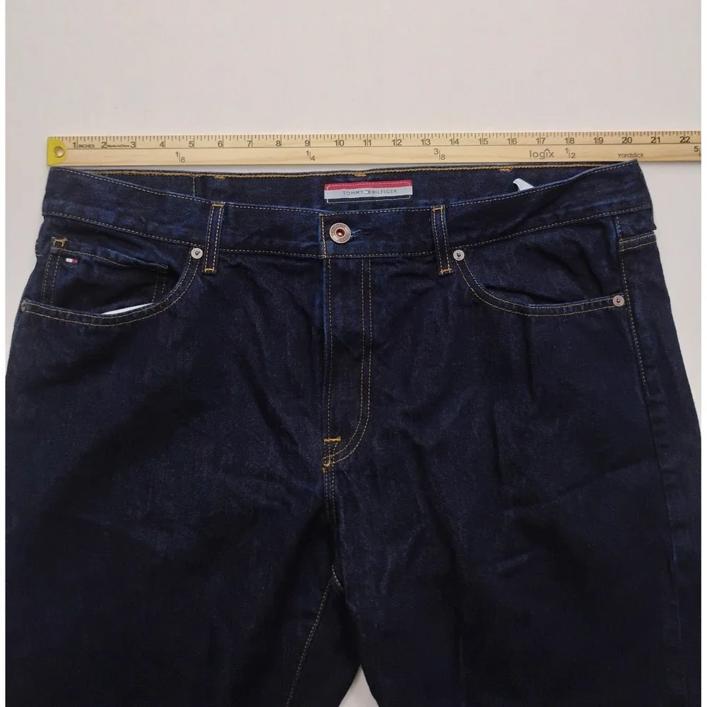 Tommy Hilfiger Straight Jeans Mens Blue Dark Wash Denim 40x30